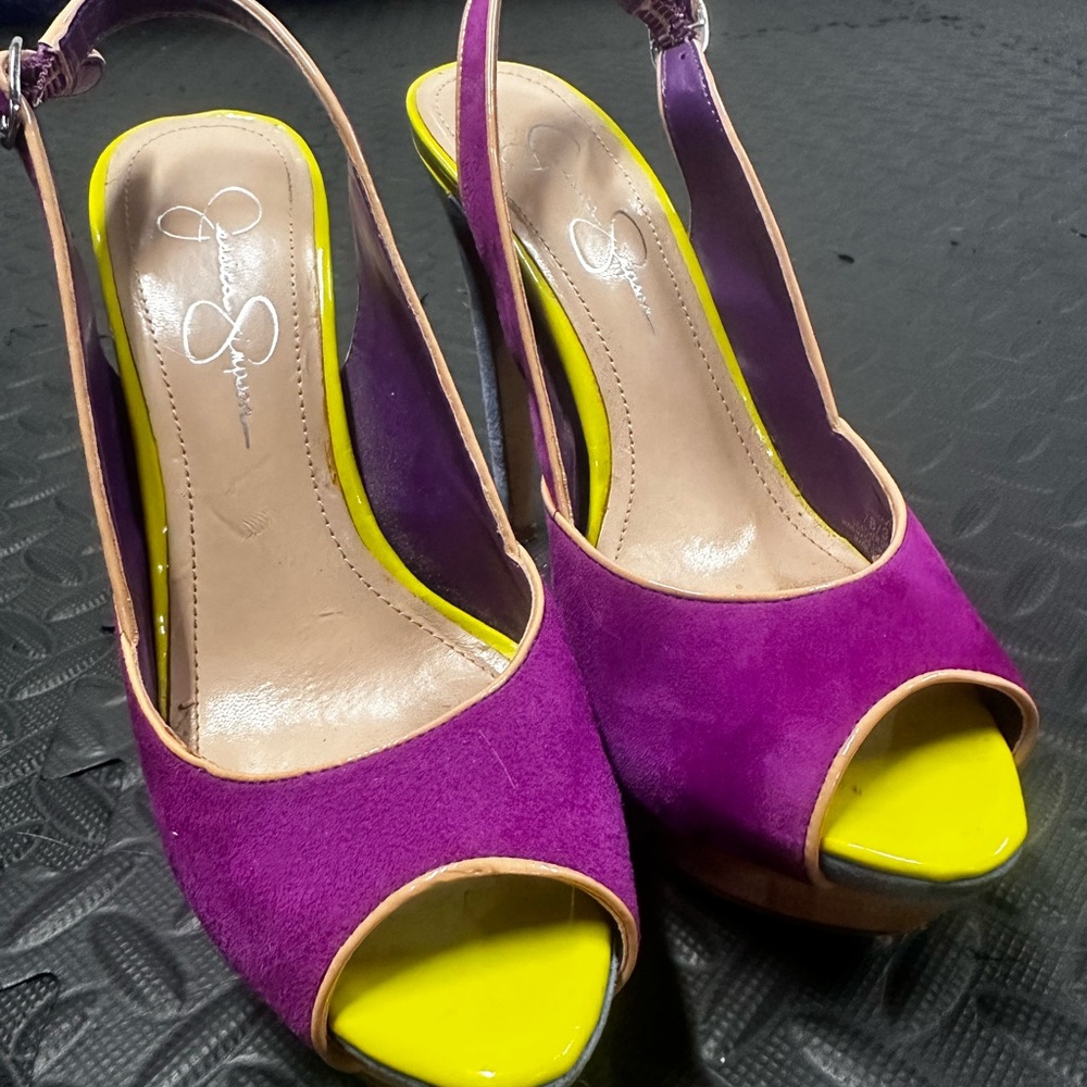 Jessica Simpson Vibrant Purple and Yellow Heels